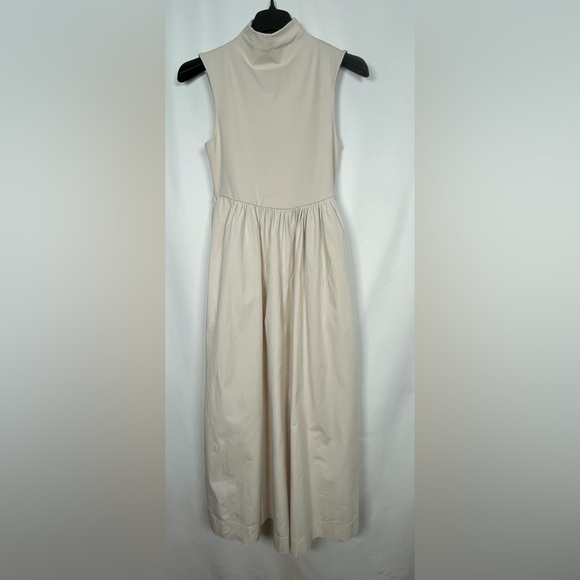 New J CREW Fitted Knit Mockneck Dress with Poplin Skirt In Cream Size S - Picture 3 of 15